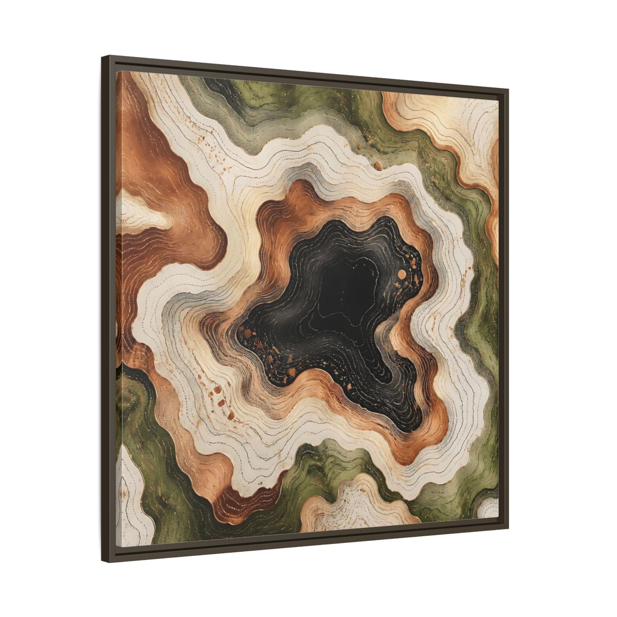 Main Mockup. Modern Topographic Basin shown as framed canvas print