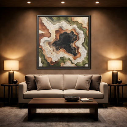 Mockup 2. Modern Topographic Basin shown as framed canvas print