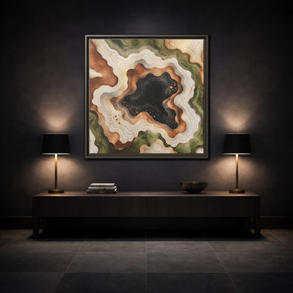 Mockup 3. Modern Topographic Basin shown as framed canvas print