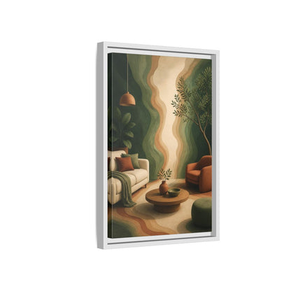 Side Mockup 4. Modern Topographic Rings shown as framed canvas print