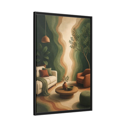 Side Mockup 13. Modern Topographic Rings shown as framed canvas print