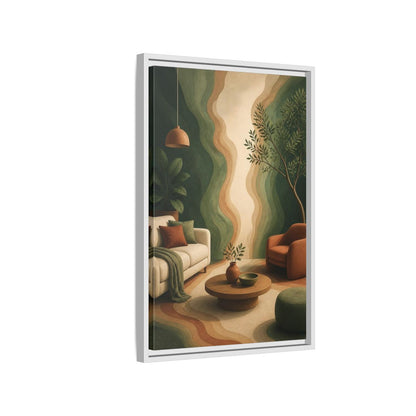 Side Mockup 1. Modern Topographic Rings shown as framed canvas print