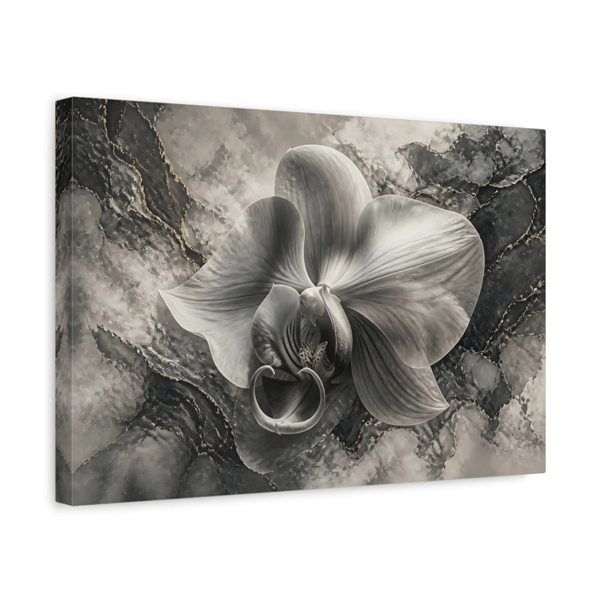 Side Mockup 4. Monochrome Orchid Elegance shown as canvas print