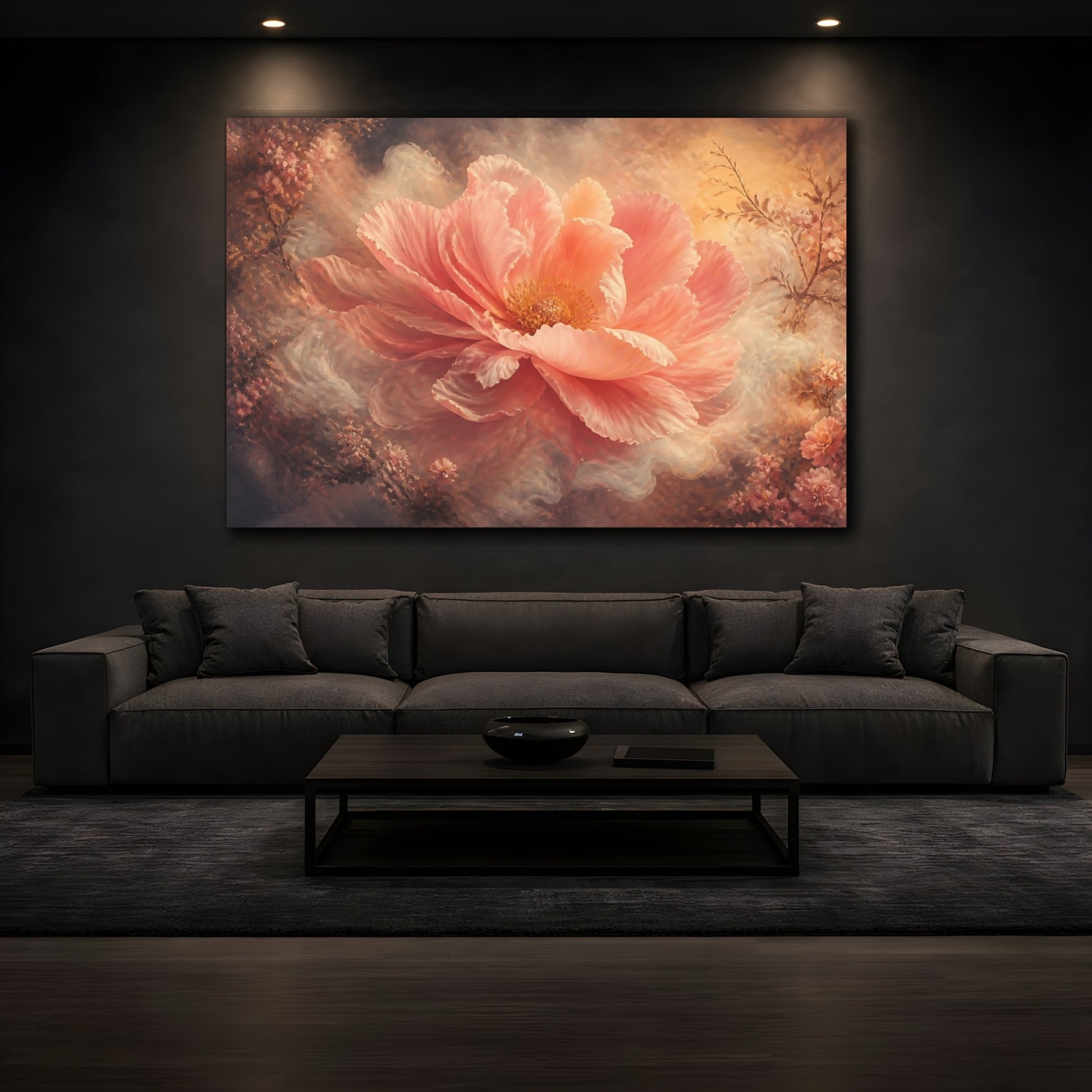 Mockup 3. Monumental Blush Blossom shown as canvas print