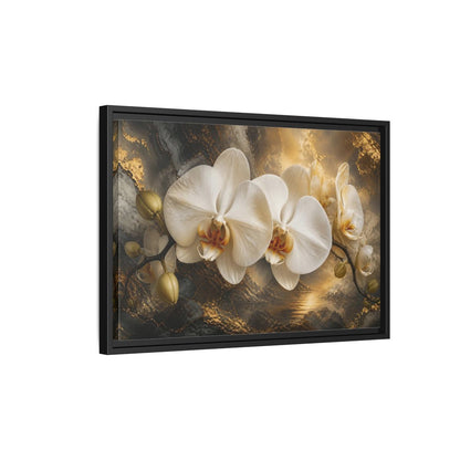 Side Mockup 3. Monumental White Orchid shown as framed canvas print