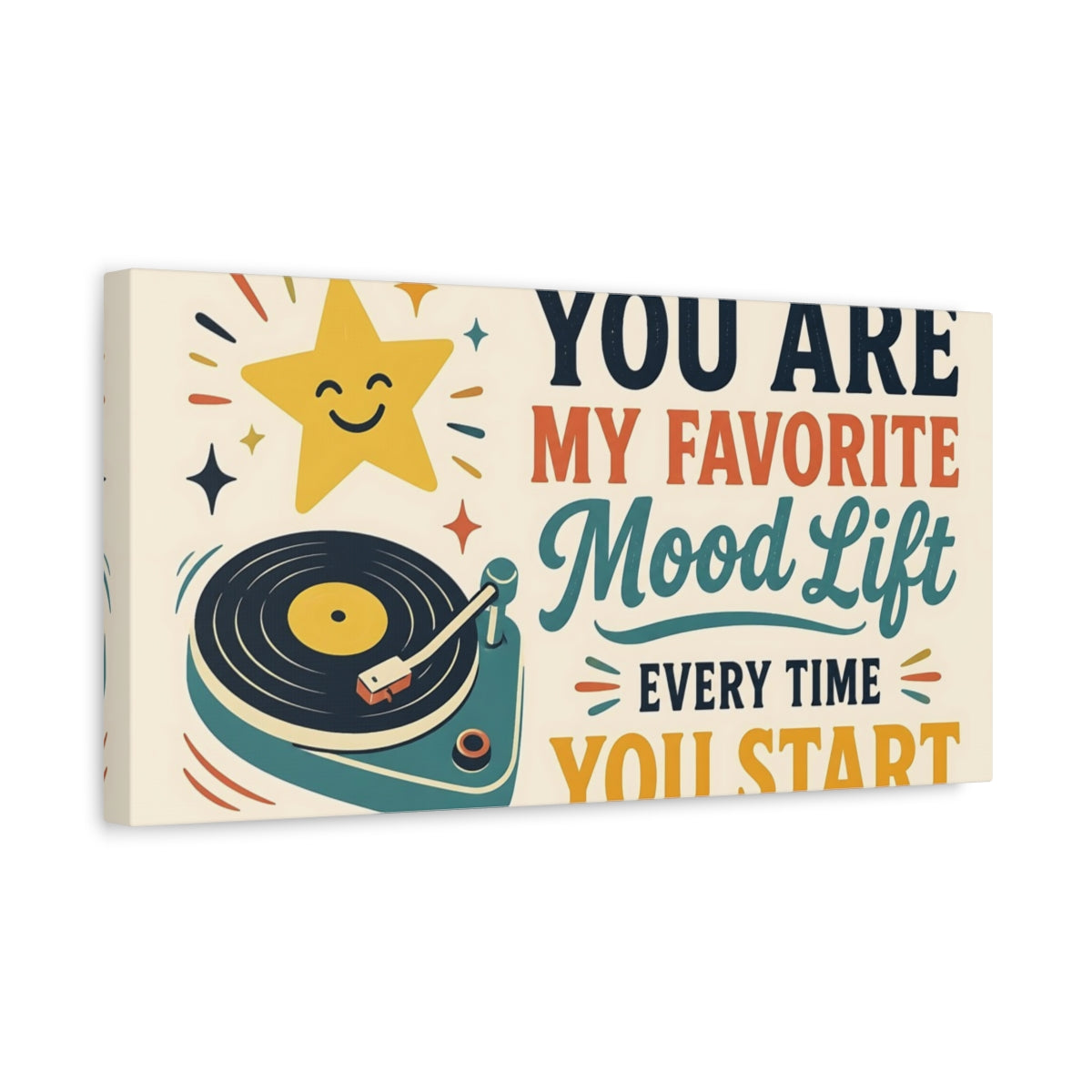 Side Mockup 3. Mood Lift Turntable shown as canvas print