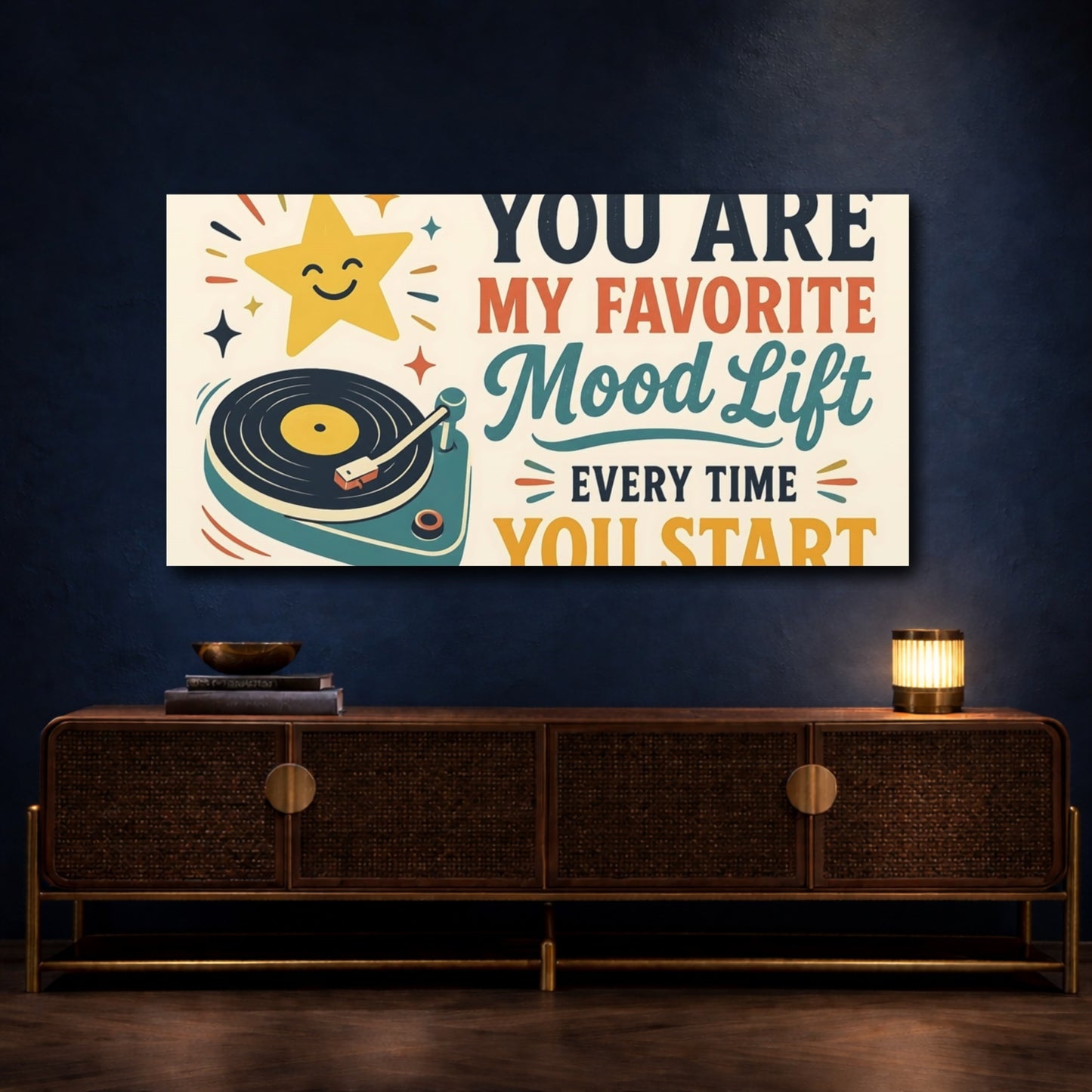 Mockup 4. Mood Lift Turntable shown as canvas print