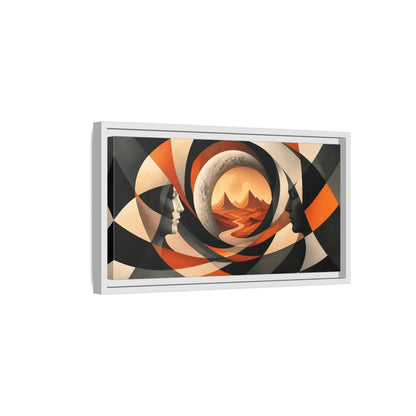 Side Mockup 6. Moon Illusion Faces shown as framed canvas print