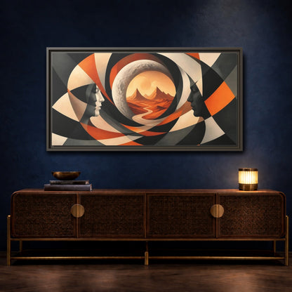 Mockup 4. Moon Illusion Faces shown as framed canvas print
