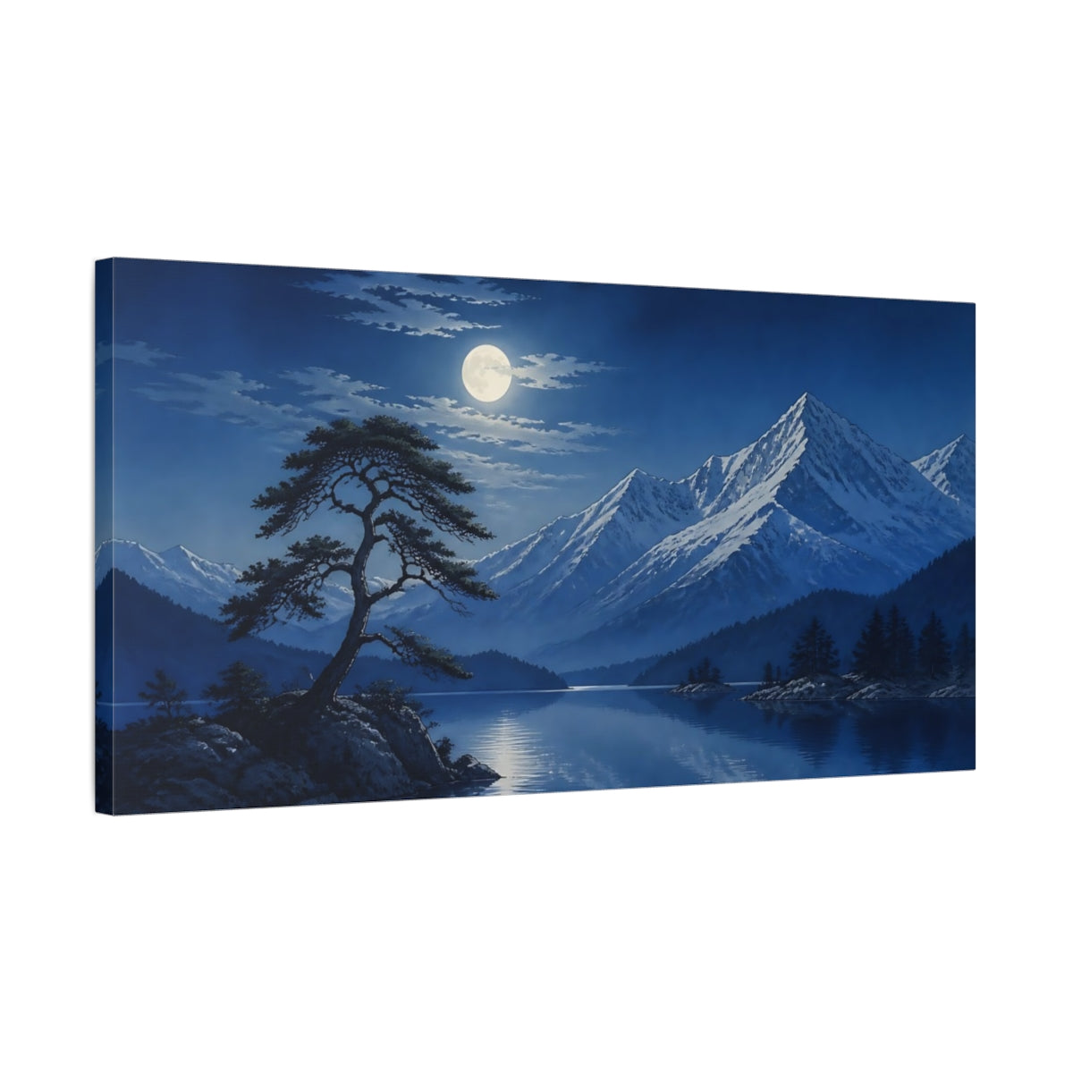 Side Mockup 1. Moonlit Alpine Pine shown as canvas print