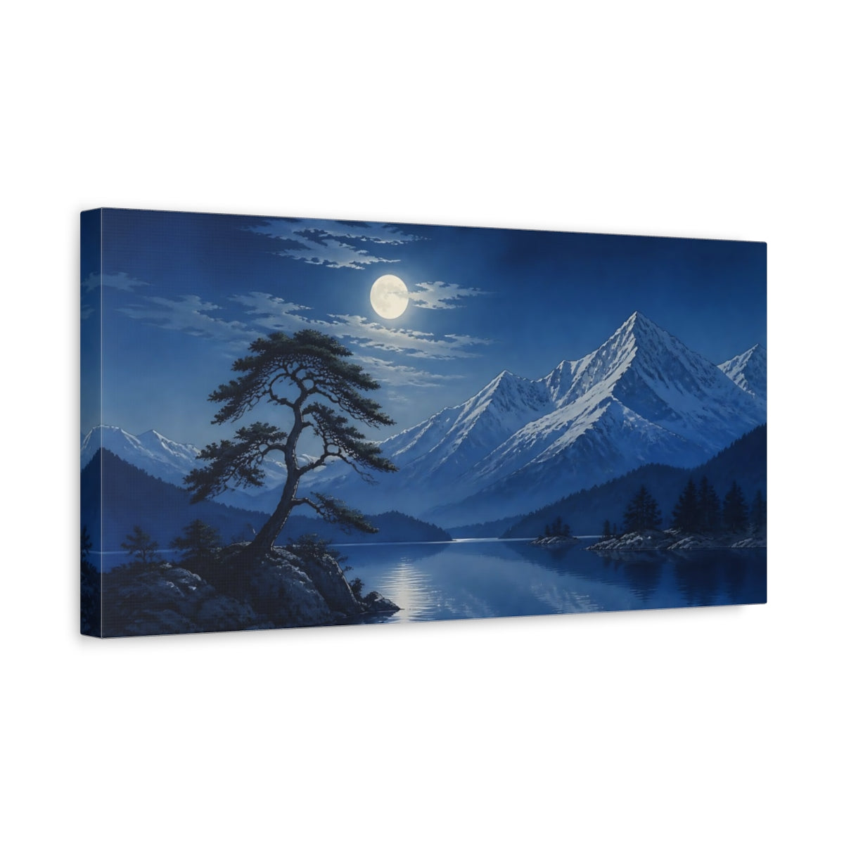 Side Mockup 3. Moonlit Alpine Pine shown as canvas print