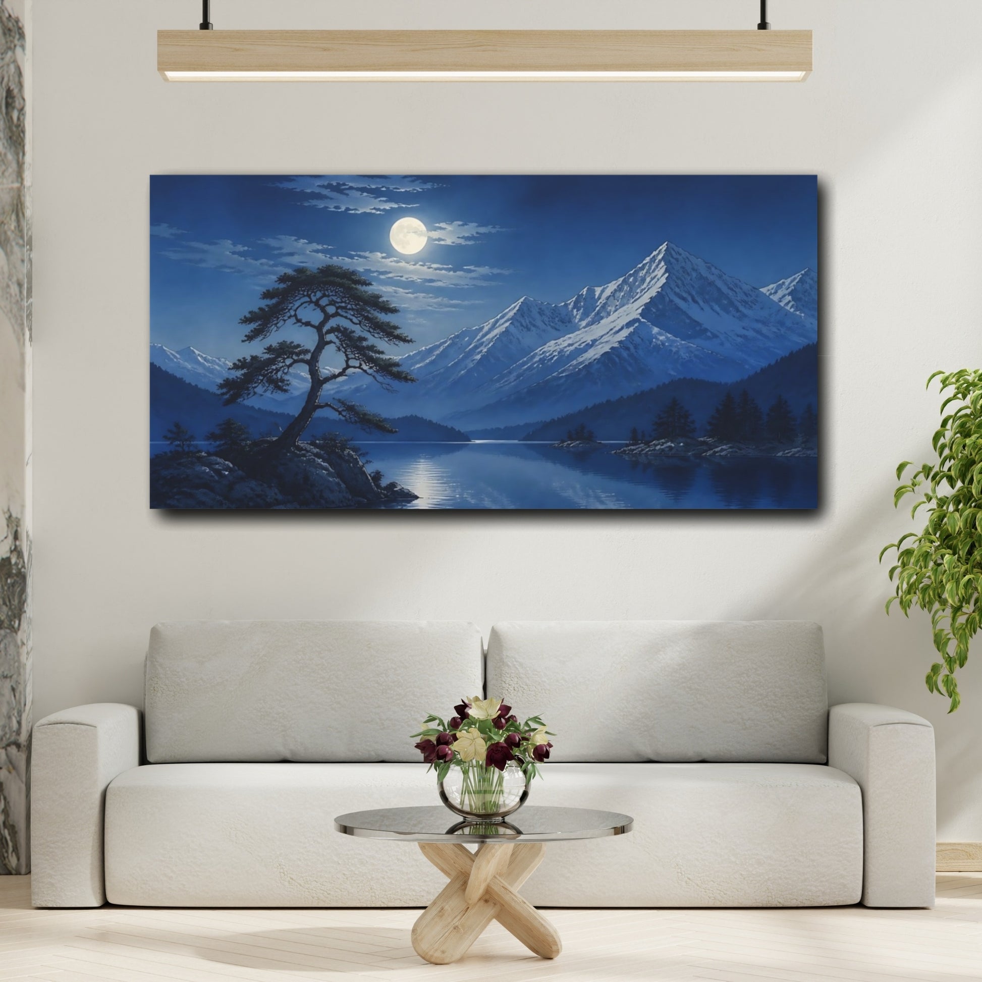 Mockup 2. Moonlit Alpine Pine shown as canvas print