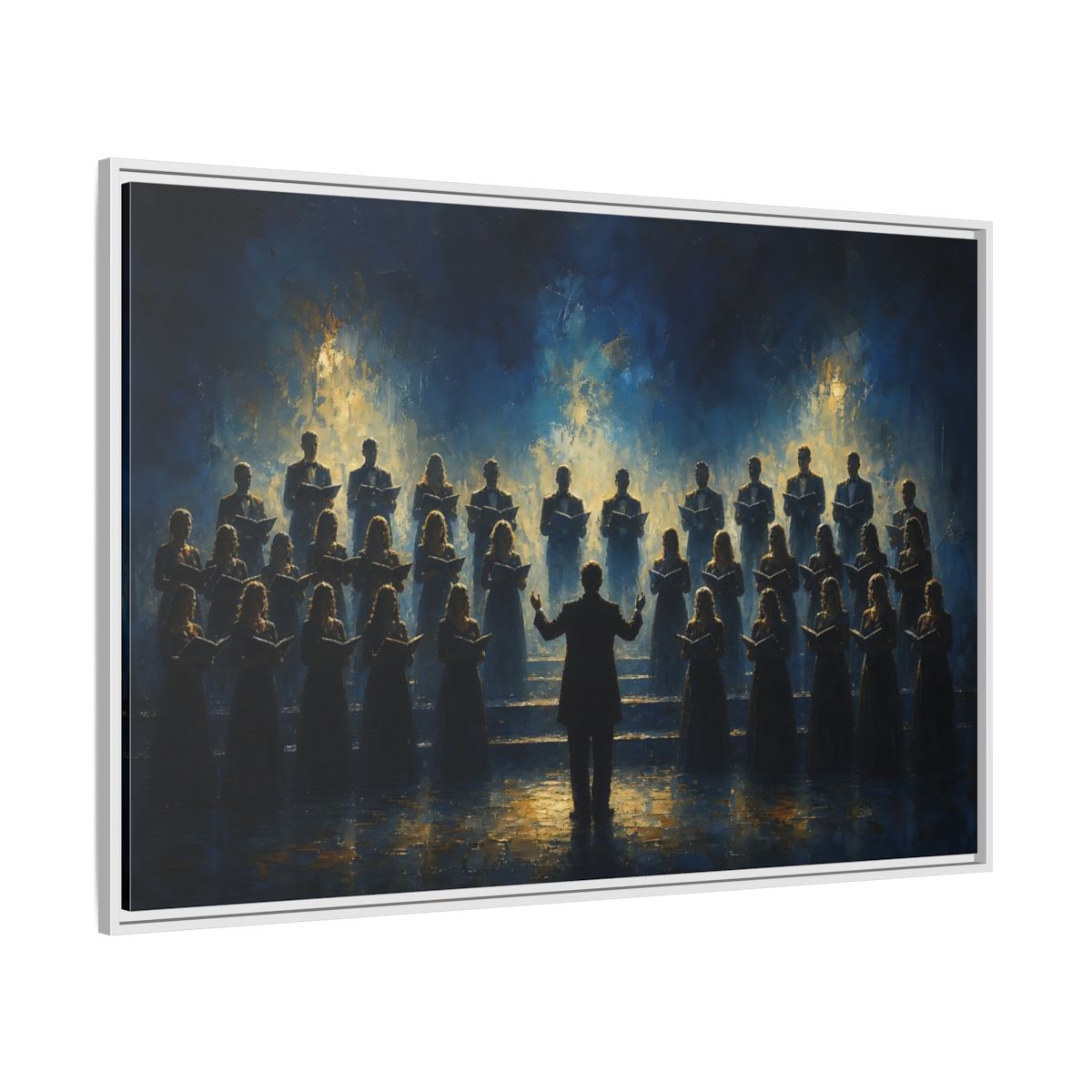Side Mockup 7. Moonlit Choral Ensemble shown as framed canvas print