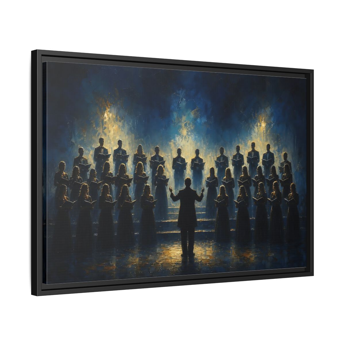 Side Mockup 14. Moonlit Choral Ensemble shown as framed canvas print