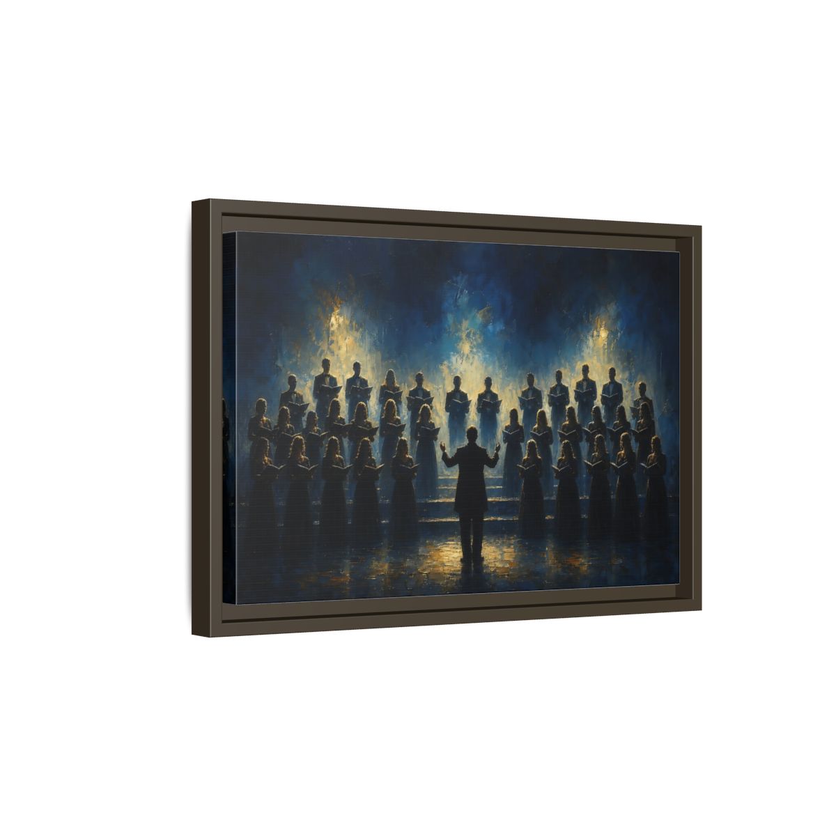 Side Mockup 5. Moonlit Choral Ensemble shown as framed canvas print