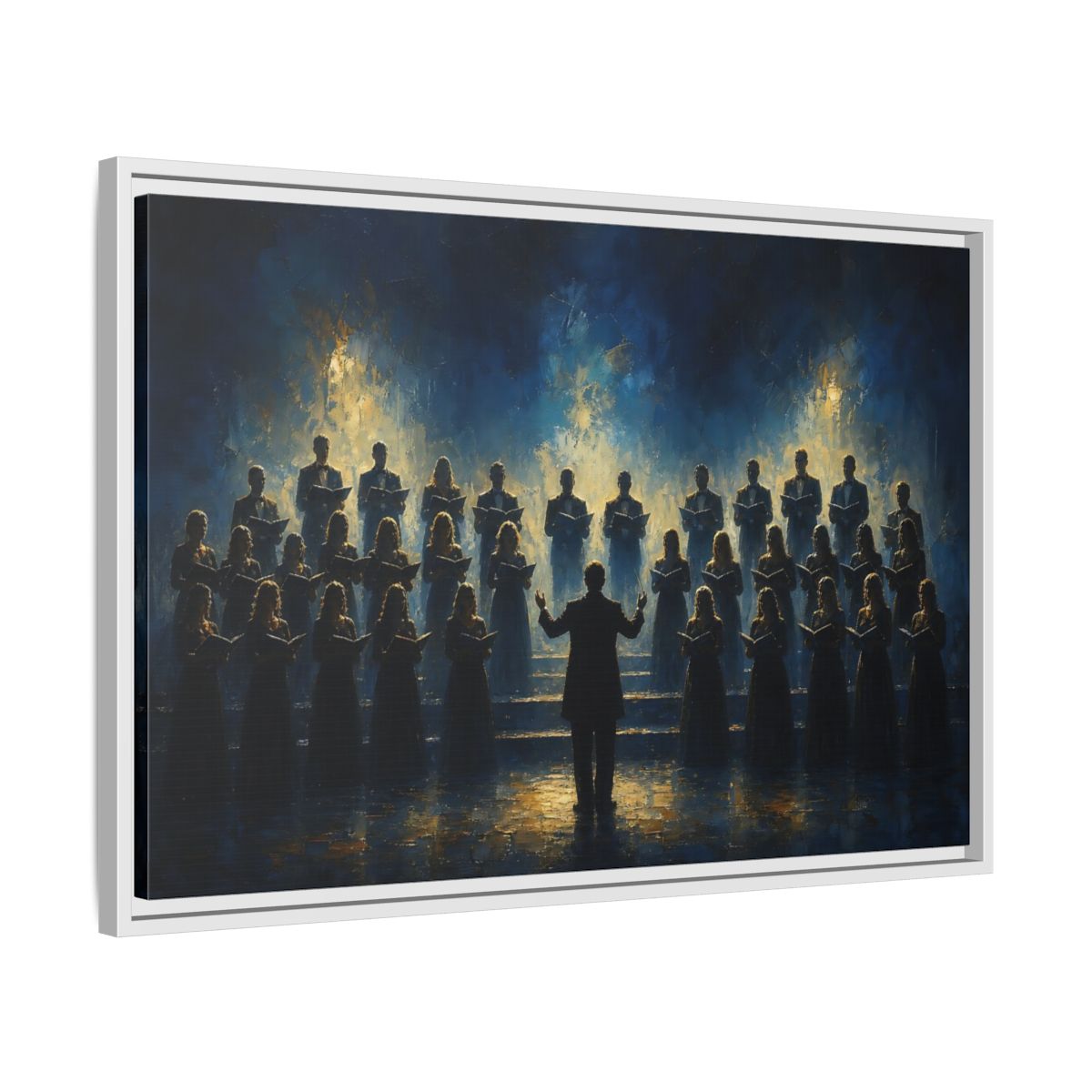Side Mockup 10. Moonlit Choral Ensemble shown as framed canvas print