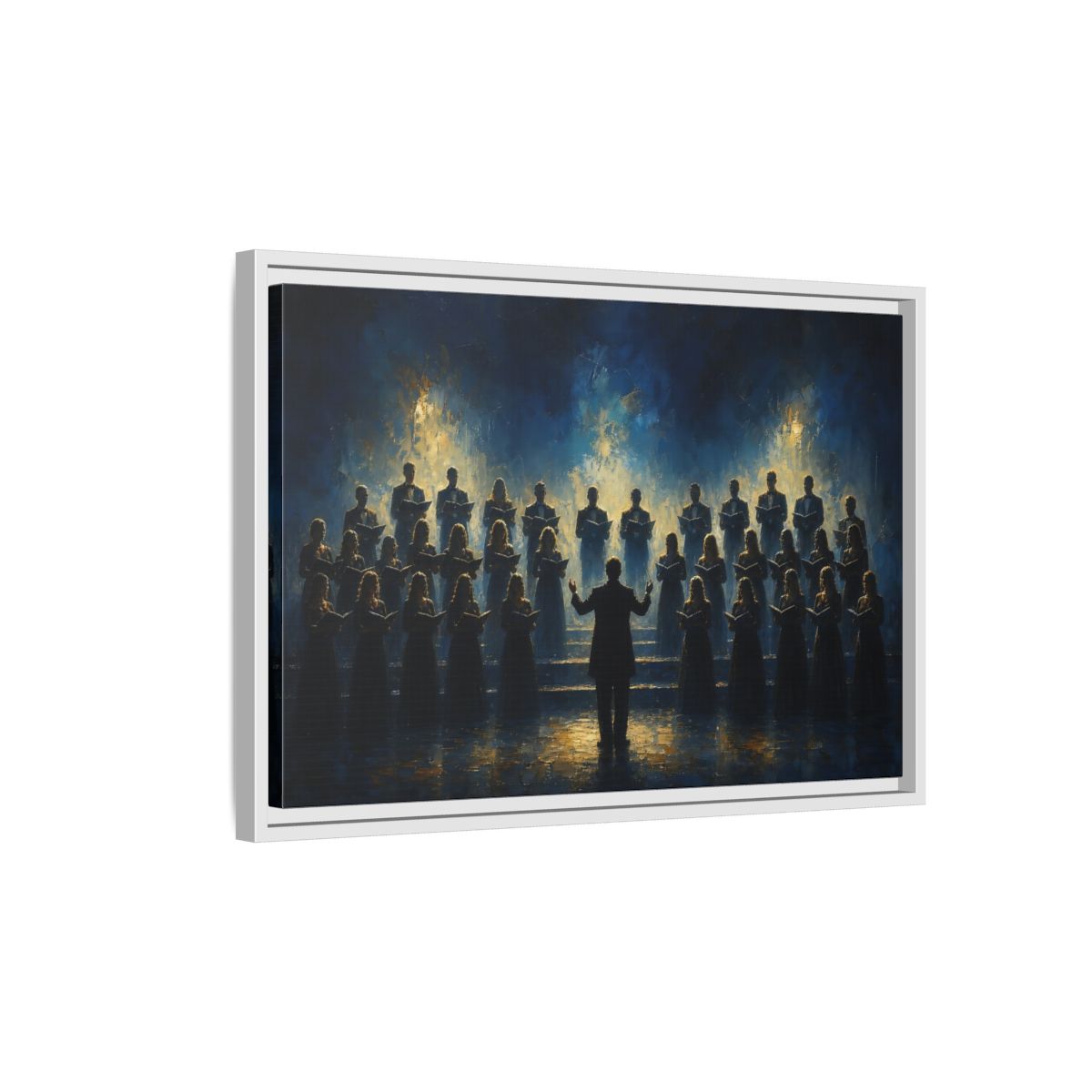Side Mockup 1. Moonlit Choral Ensemble shown as framed canvas print