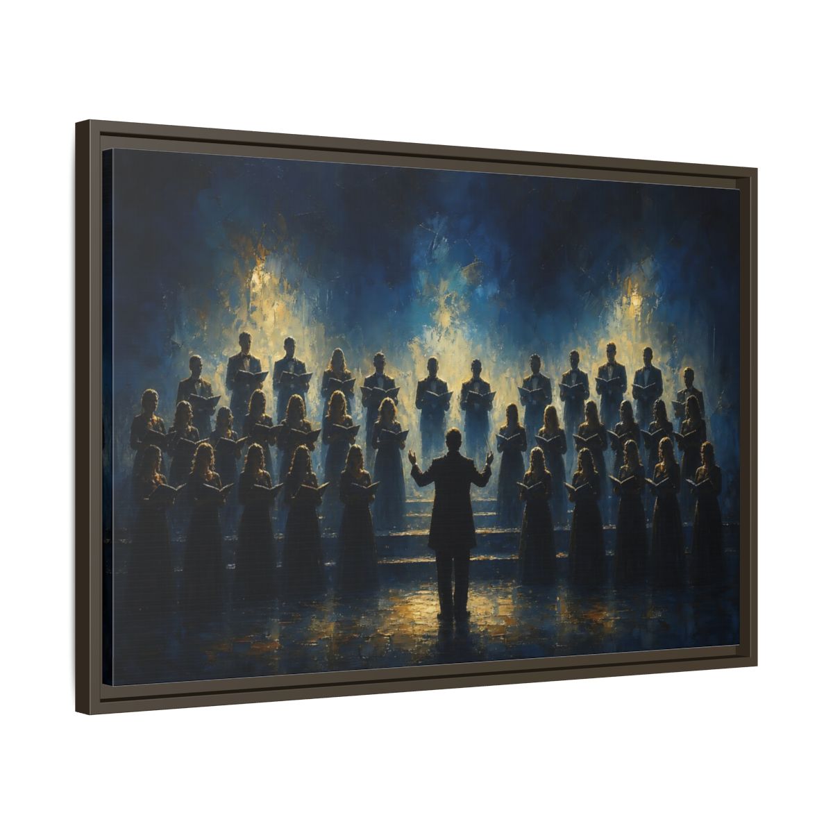 Side Mockup 11. Moonlit Choral Ensemble shown as framed canvas print