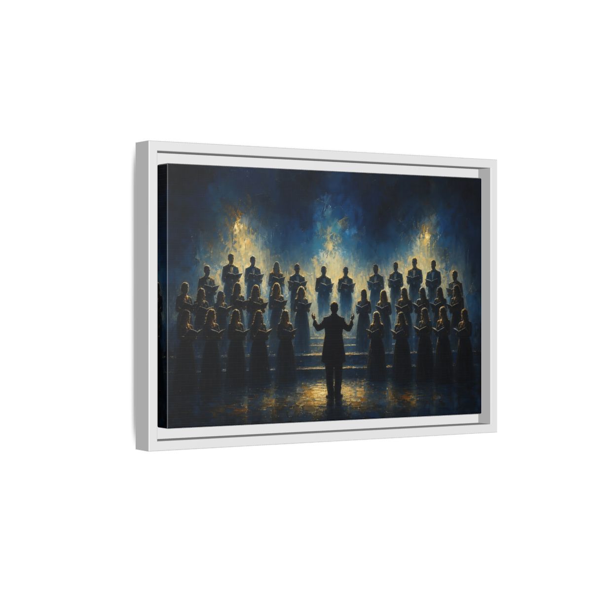 Side Mockup 4. Moonlit Choral Ensemble shown as framed canvas print