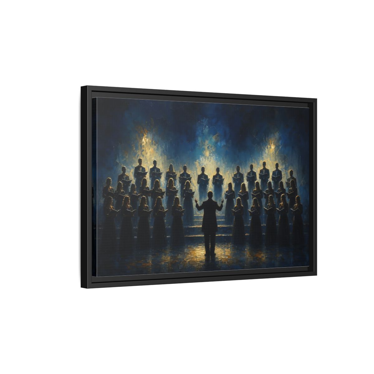 Side Mockup 3. Moonlit Choral Ensemble shown as framed canvas print