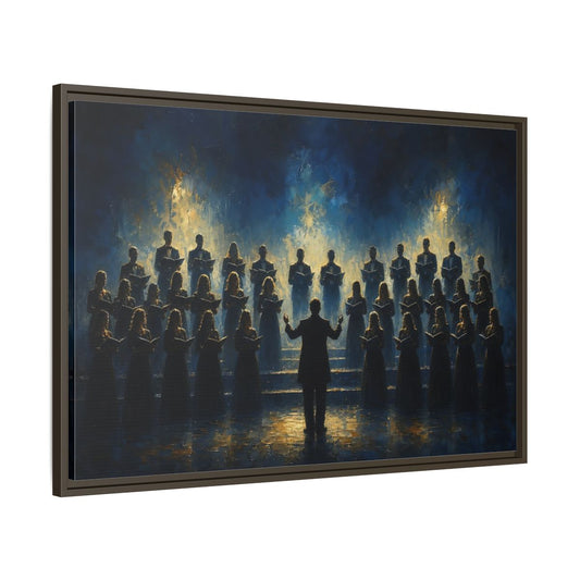 Main Mockup. Moonlit Choral Ensemble shown as framed canvas print