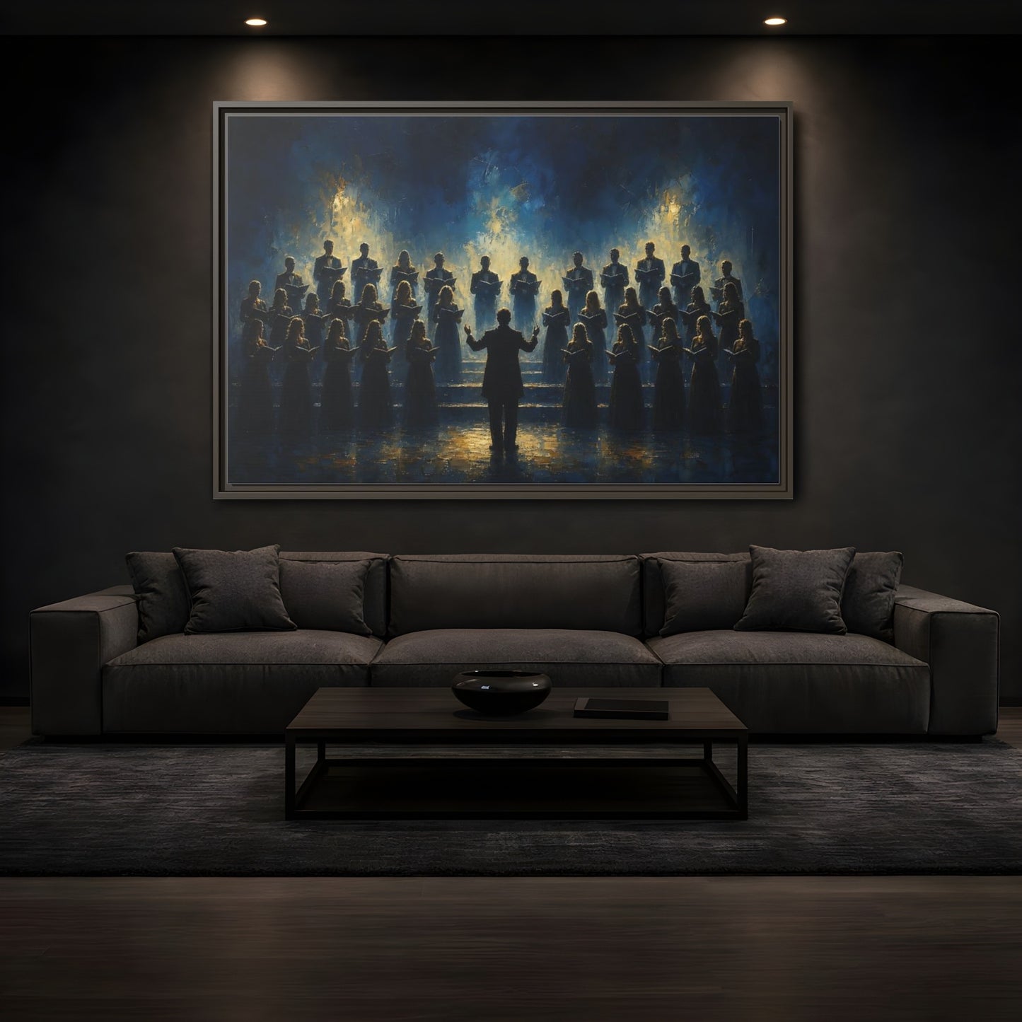 Mockup 3. Moonlit Choral Ensemble shown as framed canvas print
