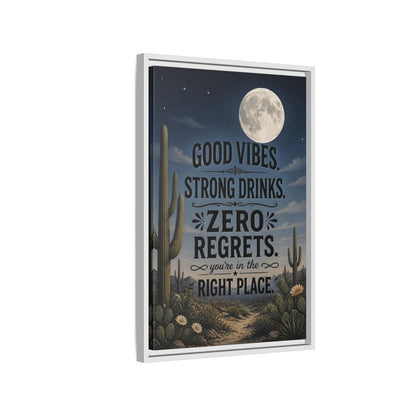 Side Mockup 1. Moonlit Desert Cactus shown as framed canvas print