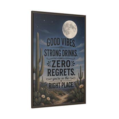 Side Mockup 8. Moonlit Desert Cactus shown as framed canvas print