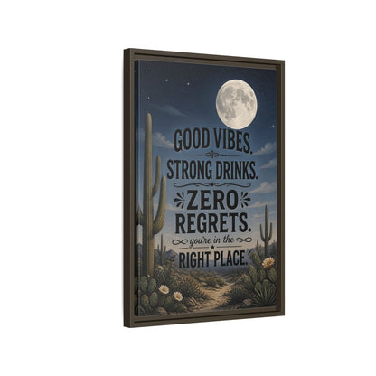 Side Mockup 2. Moonlit Desert Cactus shown as framed canvas print