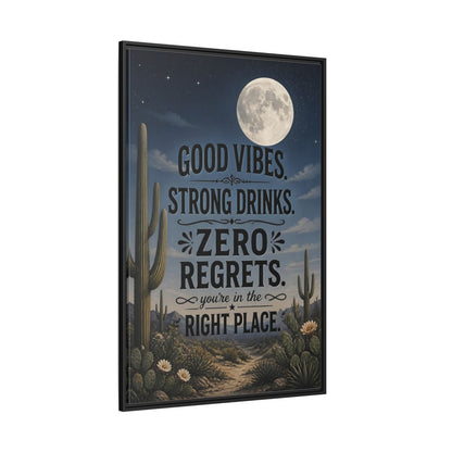 Side Mockup 12. Moonlit Desert Cactus shown as framed canvas print