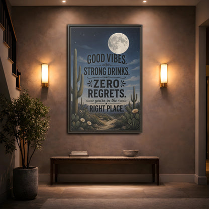 Mockup 2. Moonlit Desert Cactus shown as framed canvas print