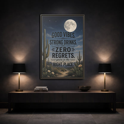 Mockup 3. Moonlit Desert Cactus shown as framed canvas print