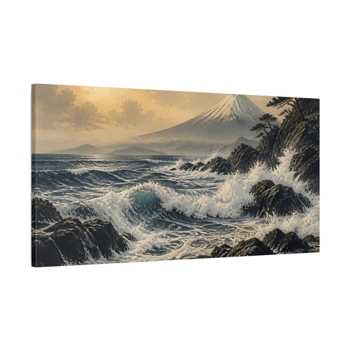 Main Mockup. Moonlit Fuji Seascape shown as canvas print