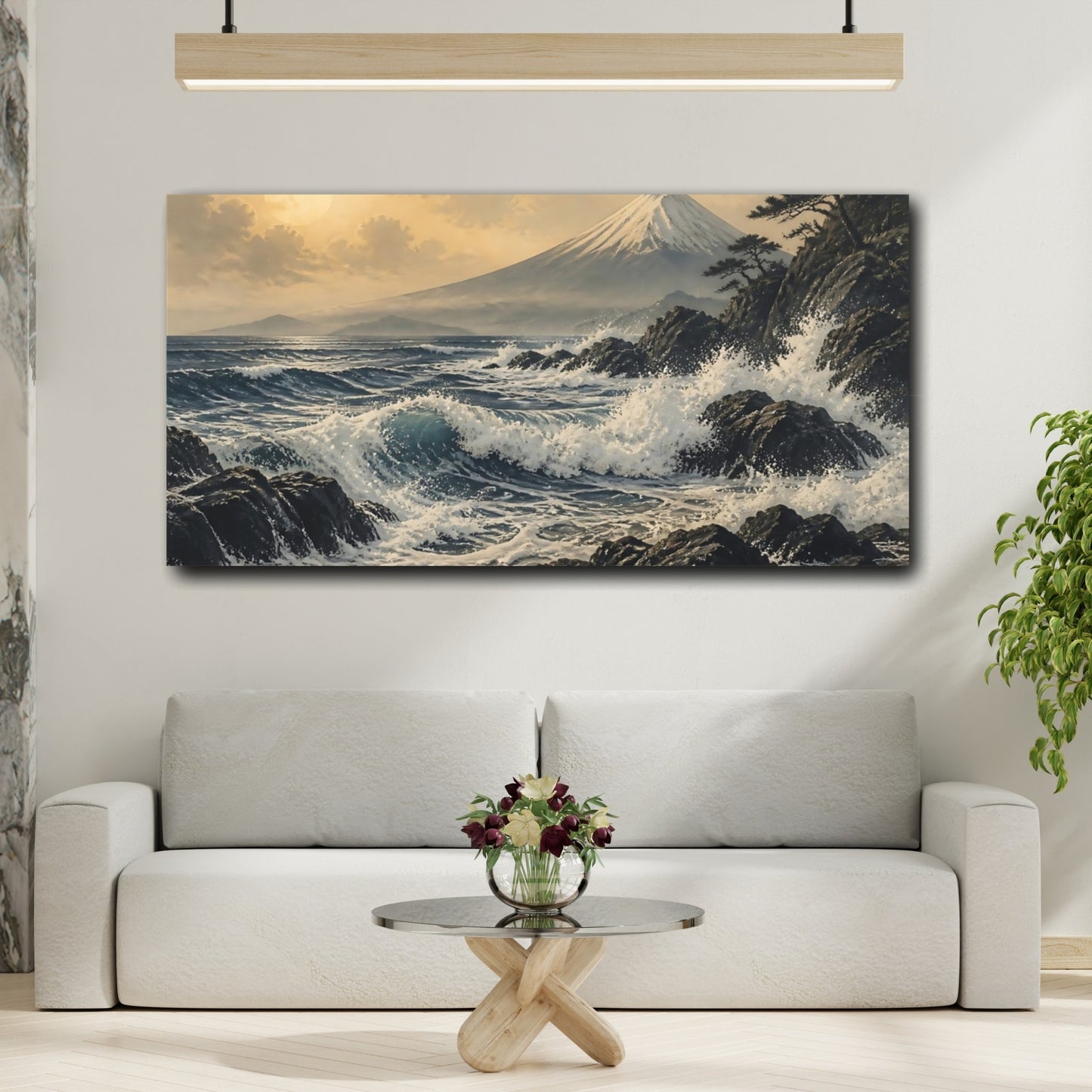 Mockup 2. Moonlit Fuji Seascape shown as canvas print