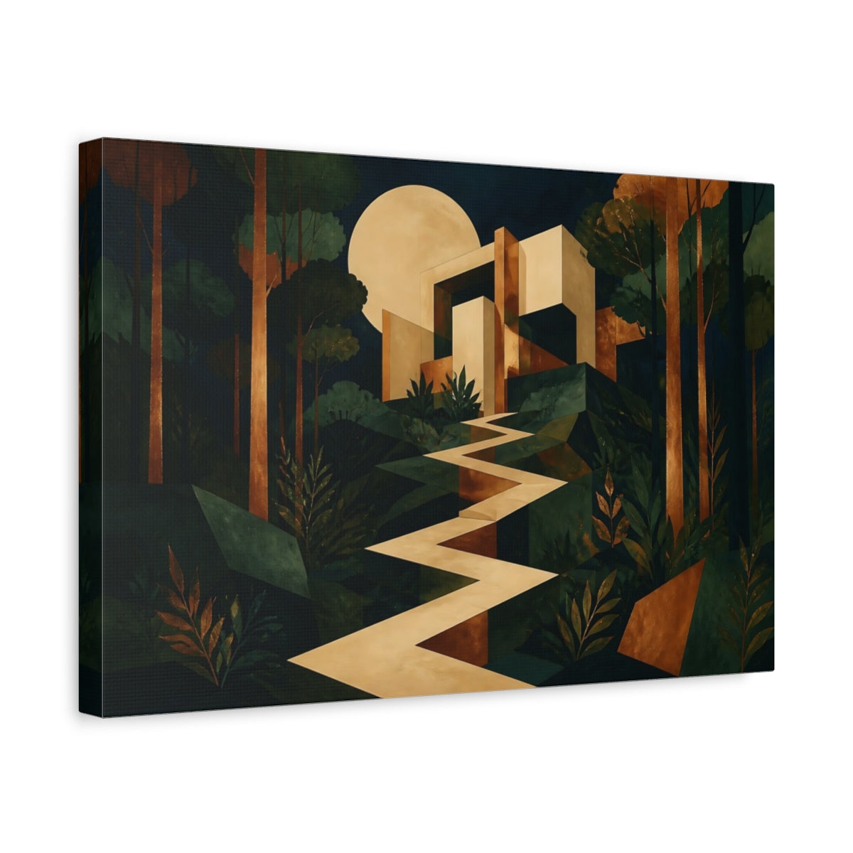 Side Mockup 4. Moonlit Geometric Sanctuary shown as canvas print