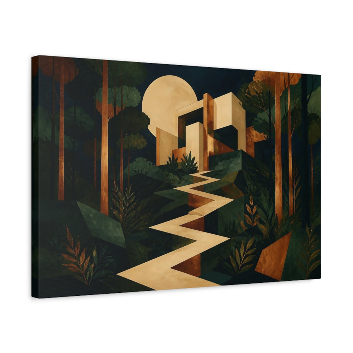 Side Mockup 3. Moonlit Geometric Sanctuary shown as canvas print