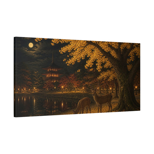 Main Mockup. Moonlit Ginkgo And Deer shown as canvas print