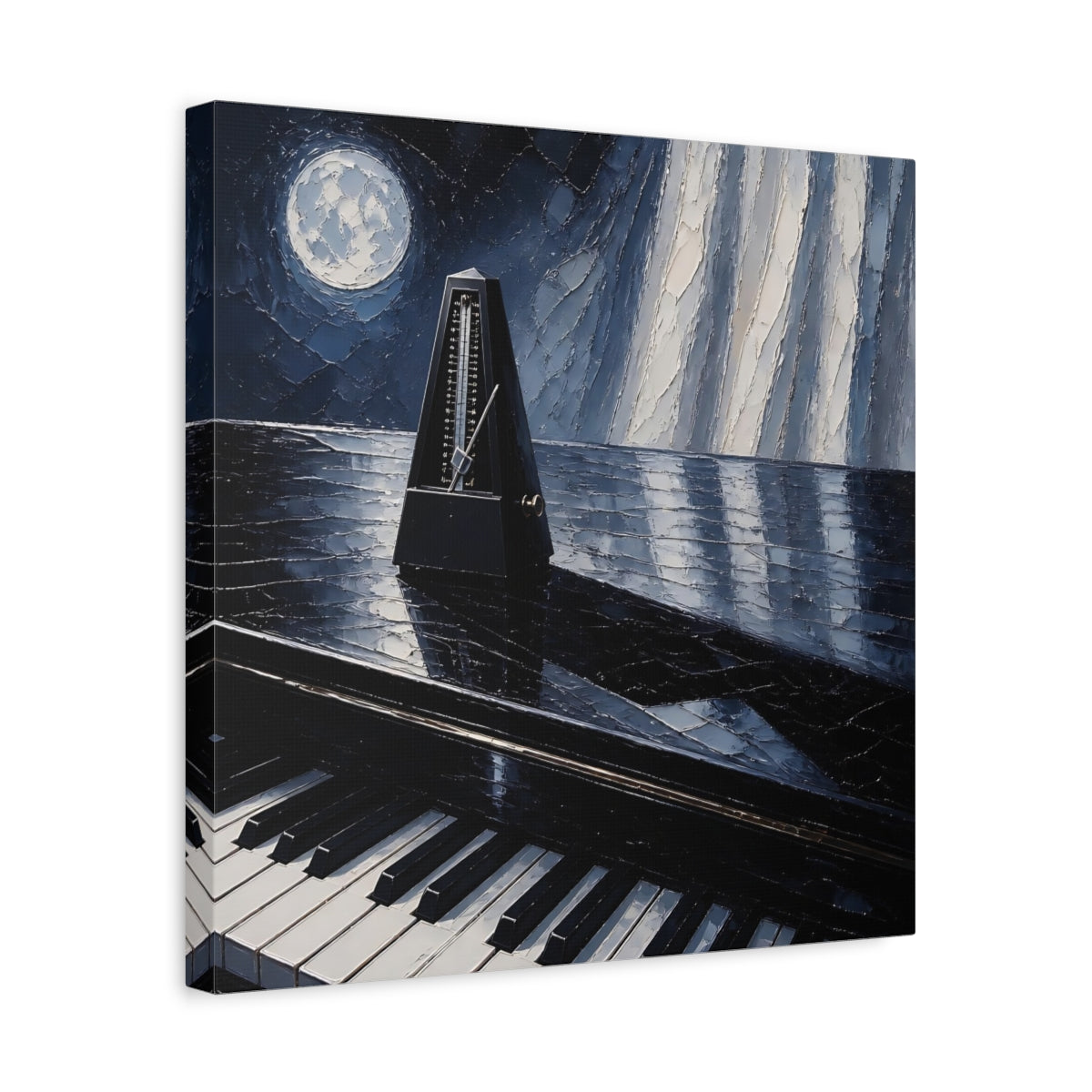 Side Mockup 6. Moonlit Metronome On Piano shown as canvas print