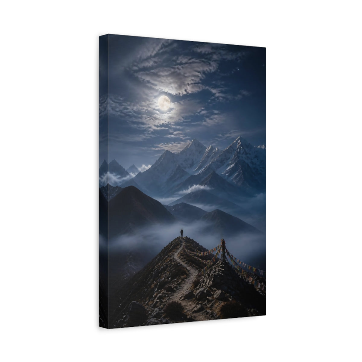 Side Mockup 4. Moonlit Mountain Ridge shown as canvas print