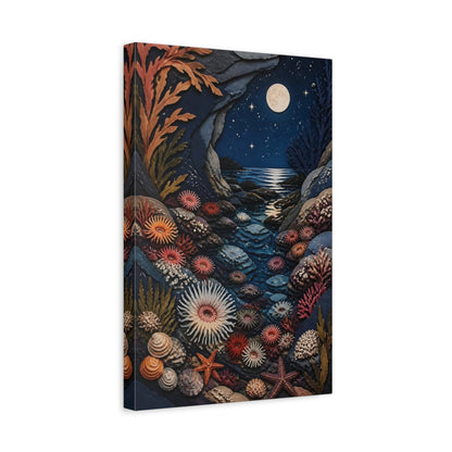 Side Mockup 4. Moonlit Nature Tidal Pool shown as canvas print