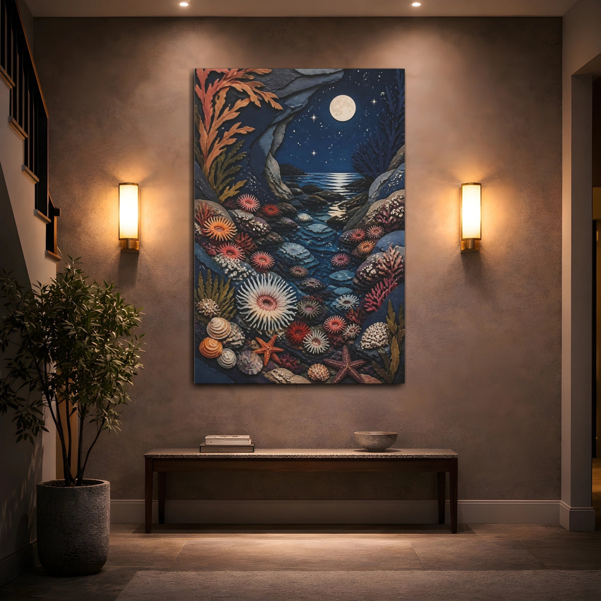 Mockup 2. Moonlit Nature Tidal Pool shown as canvas print