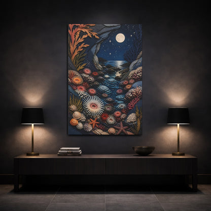 Mockup 3. Moonlit Nature Tidal Pool shown as canvas print