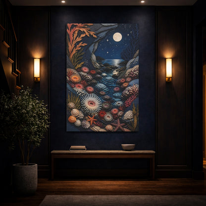 Mockup 4. Moonlit Nature Tidal Pool shown as canvas print