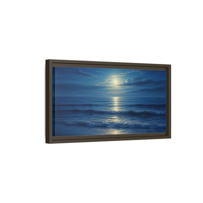 Side Mockup 7. Moonlit Ocean Reflections shown as framed canvas print