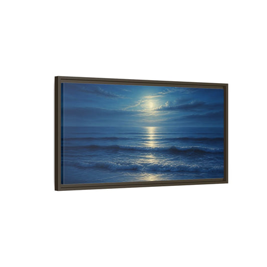 Main Mockup. Moonlit Ocean Reflections shown as framed canvas print