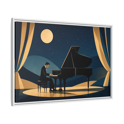 Side Mockup 9. Moonlit Piano Serenade shown as framed canvas print