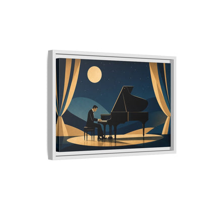 Side Mockup 4. Moonlit Piano Serenade shown as framed canvas print