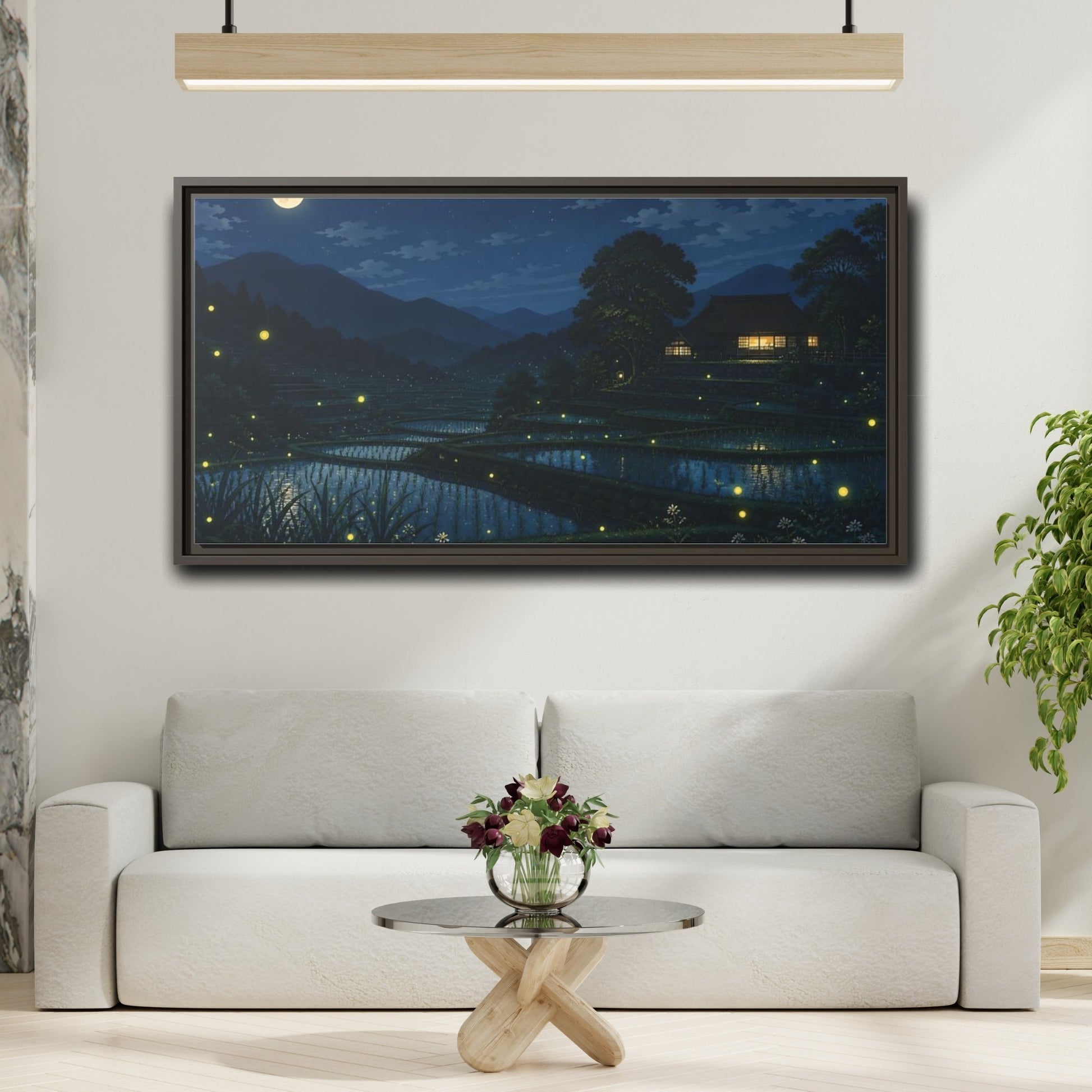 Mockup 2. Moonlit Rice Terraces shown as framed canvas print