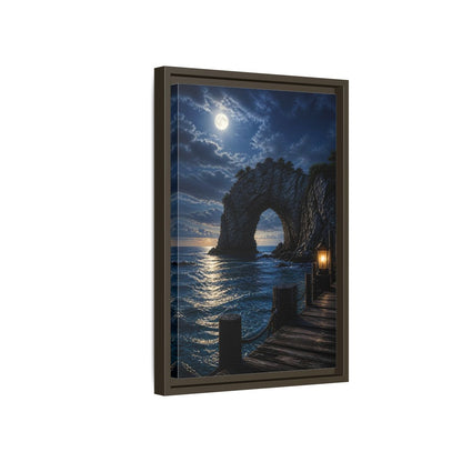 Side Mockup 5. Moonlit Sea Arch Landscape shown as framed canvas print