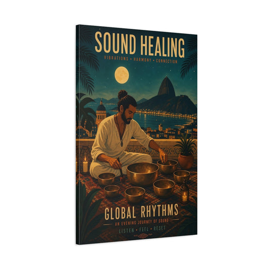 Main Mockup. Moonlit Sound Healing shown as canvas print